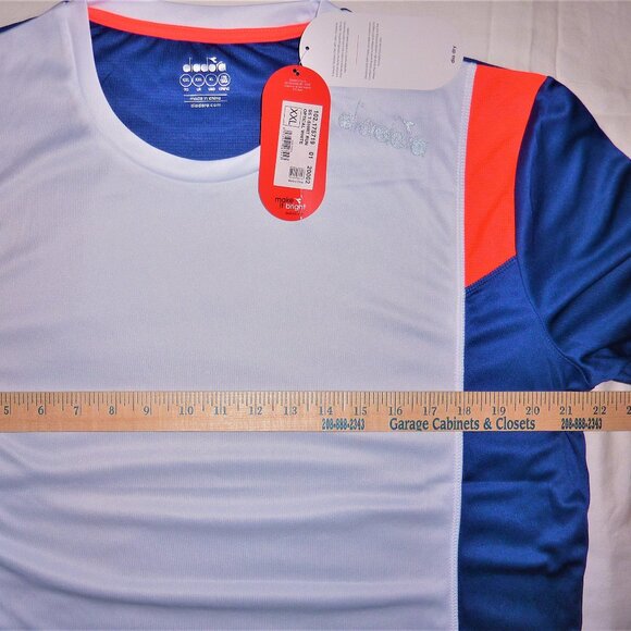 DIADORA Running Shirt Lightweight NEW w/ TAGS size XL (Slim Fit) Regista Blue - Picture 6 of 7